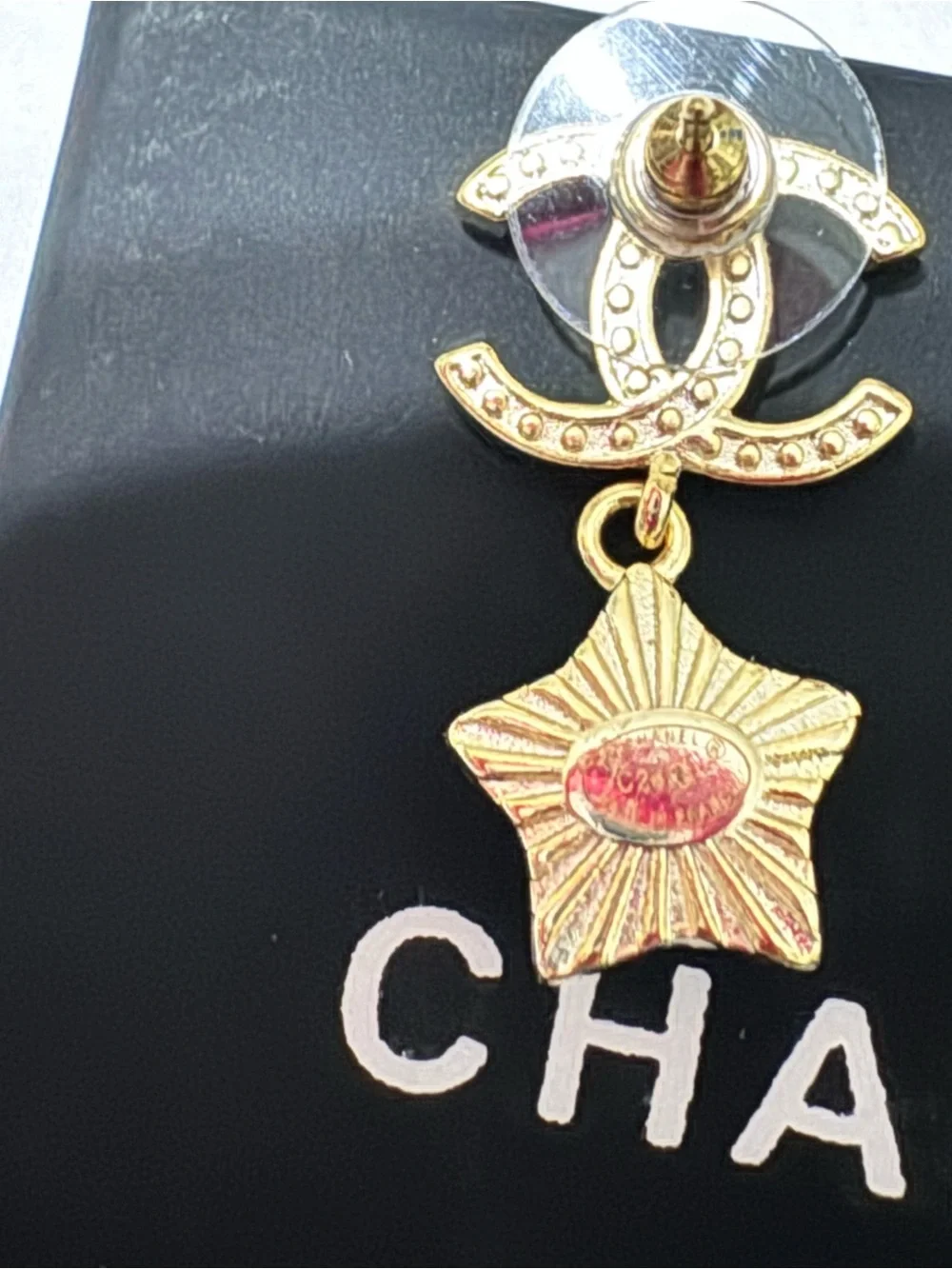 CHANEL CC Star Drop Earrings with Crystals and Pearl